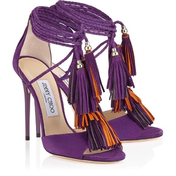 Jimmy Choo Shoes - SOLD  | Jimmy Choo Mindy Fringe Sandal Heel Purple